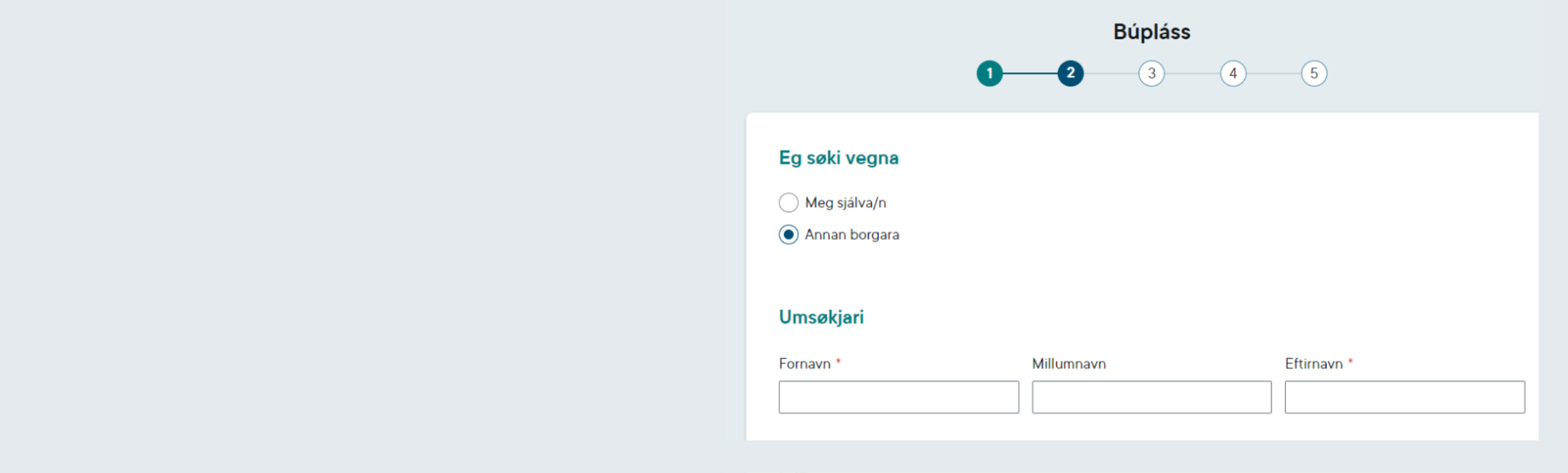 Søk vegna annan borgara á Vanganum